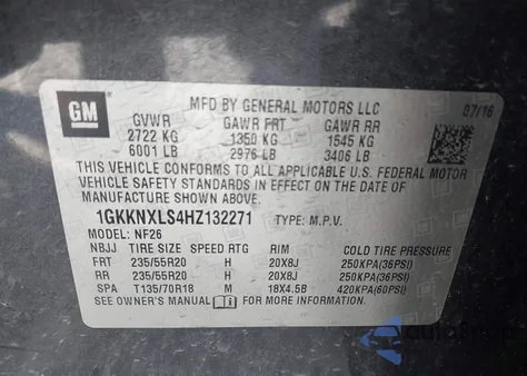 2017 GMC Acadia Denali z USA, uszkodzony, nr VIN 1GKKNXLS4HZ132271